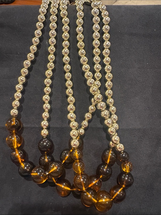 Jewelry - Gold-Tone and Amber Bead Statement Necklace